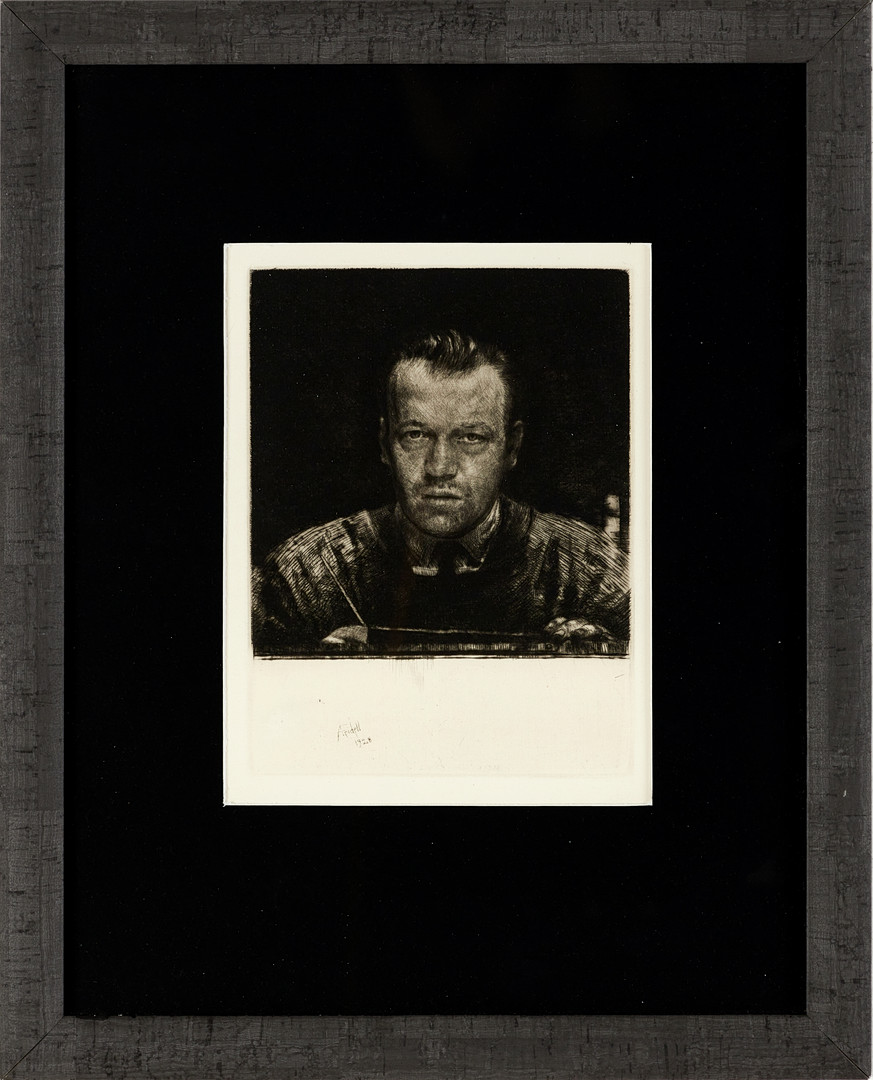 AXEL FRIDELL (1894–1935). "Självporträtt VII", plåtsignerad och daterad A Fridell 1928, Stockholm 1927-28, torrnål.