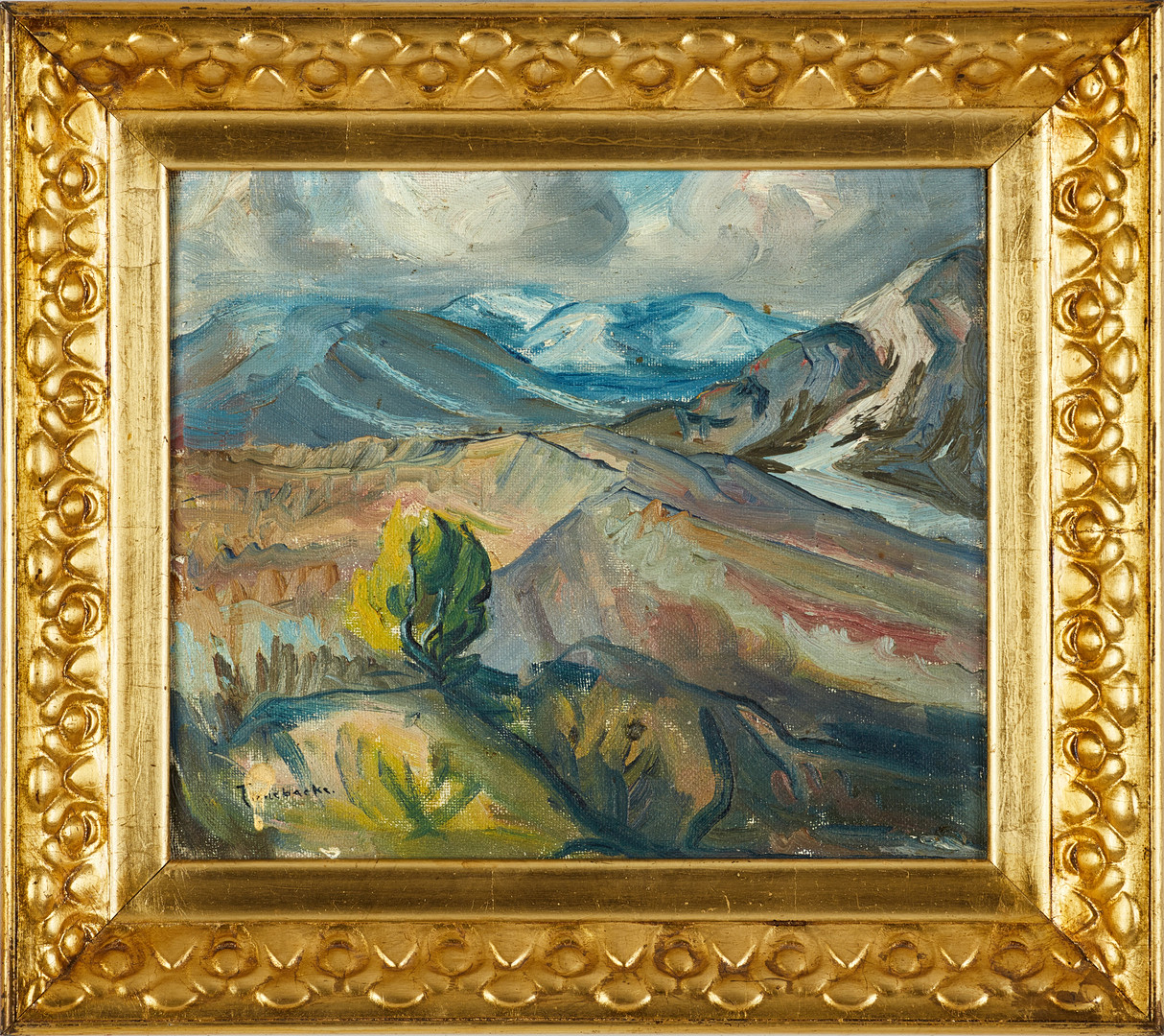 PÄR IVAR (TÖRNEBACKE) JOGSTAD (1906–1984). Fjällandskap, signerad Törnebacke, olja på pannå.