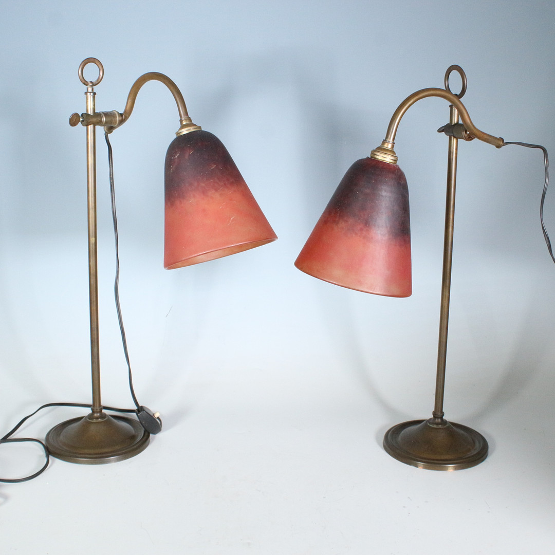 CHARLES SCHNEIDER. Paar Art Deco Tischlampen um 1930er.