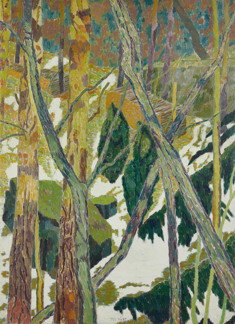 LEOO VERDE (1904-1976). Skogslandskap, signerad Leoo V, daterad -45, olja på duk.