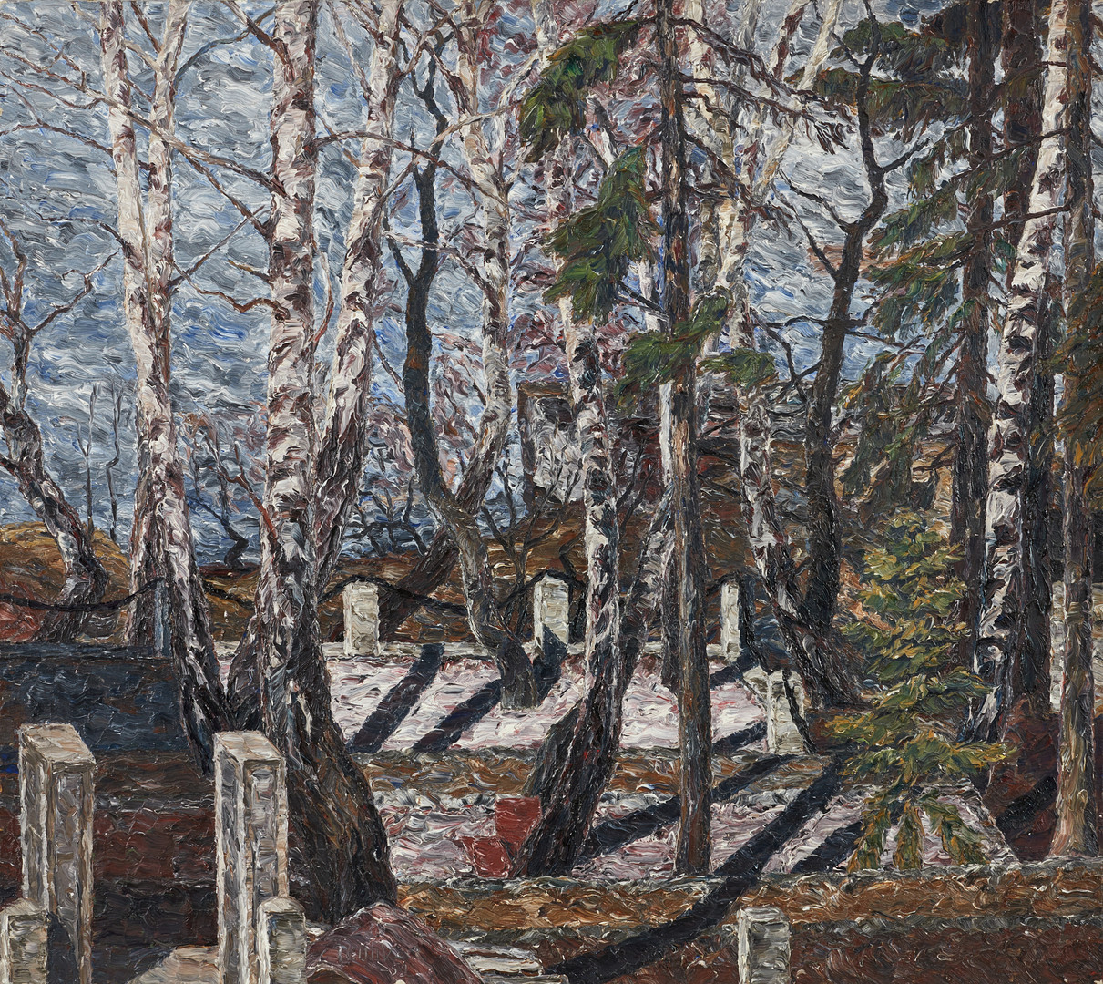 LEOO VERDE (1904-1976). Vinterbjörkar, signerad a tergo, olja på duk.