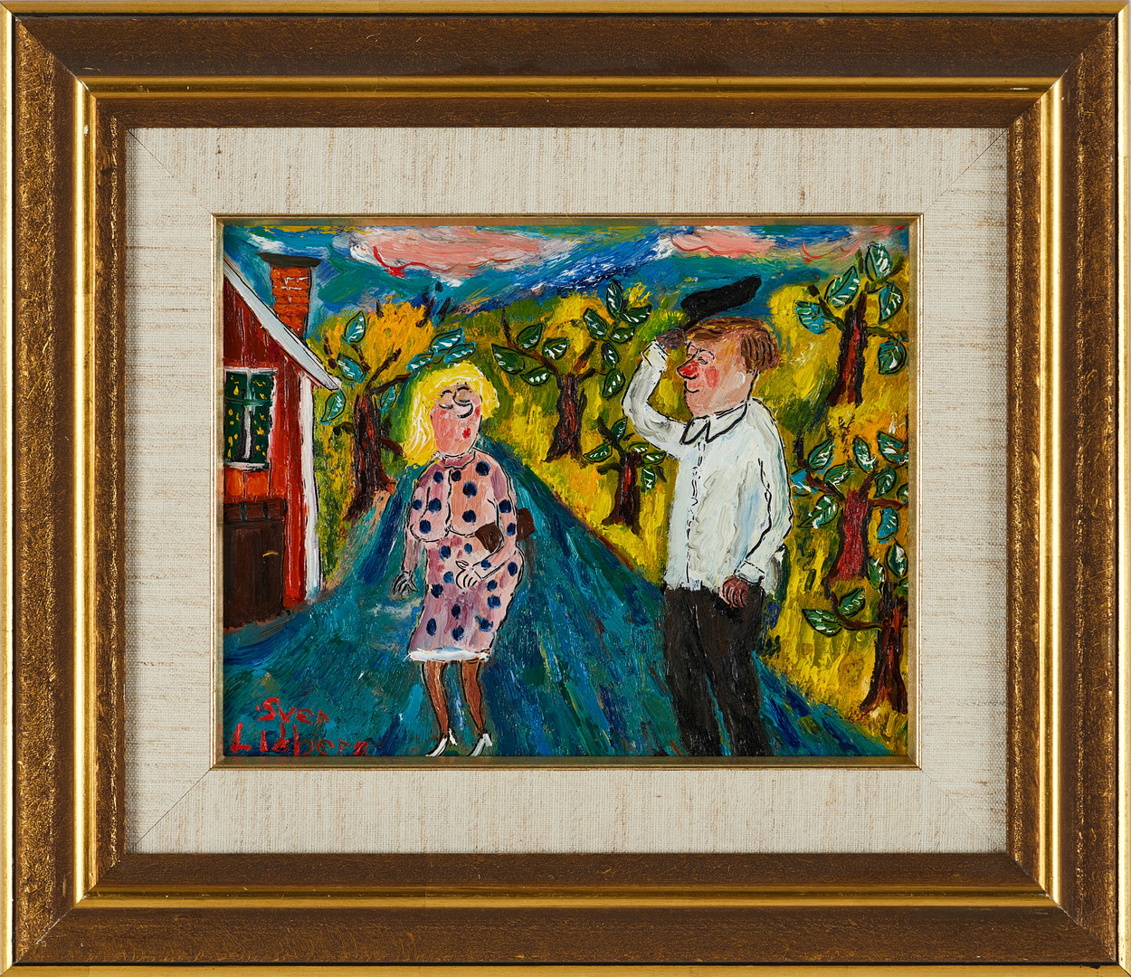 SVEN LIDBERG (1929-2009). "Goddag", signerad, olja på pannå.