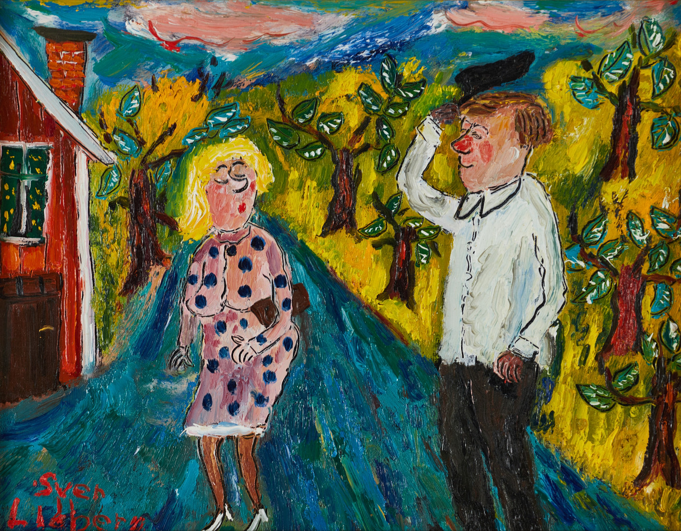SVEN LIDBERG (1929-2009). "Goddag", signerad, olja på pannå.