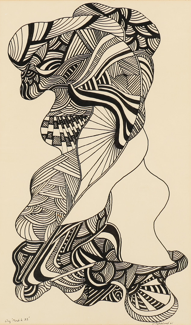 NILS BJÖRKLUND (1912-2005). Abstrakt motiv 'Modik 32', tusch på papir, signeret og dateret 1961.