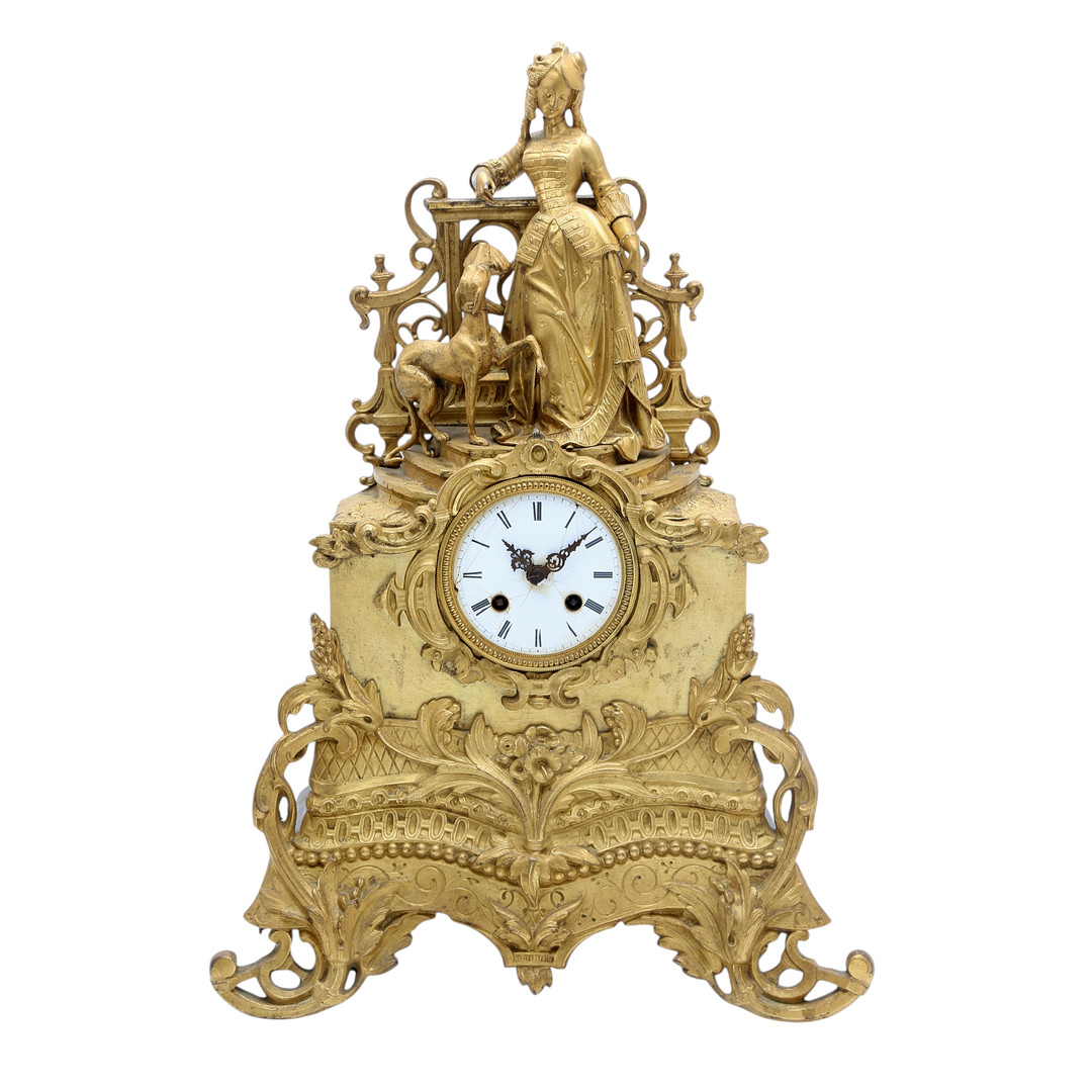Louis Philippe table clock in gilt bronze, 19th Century.