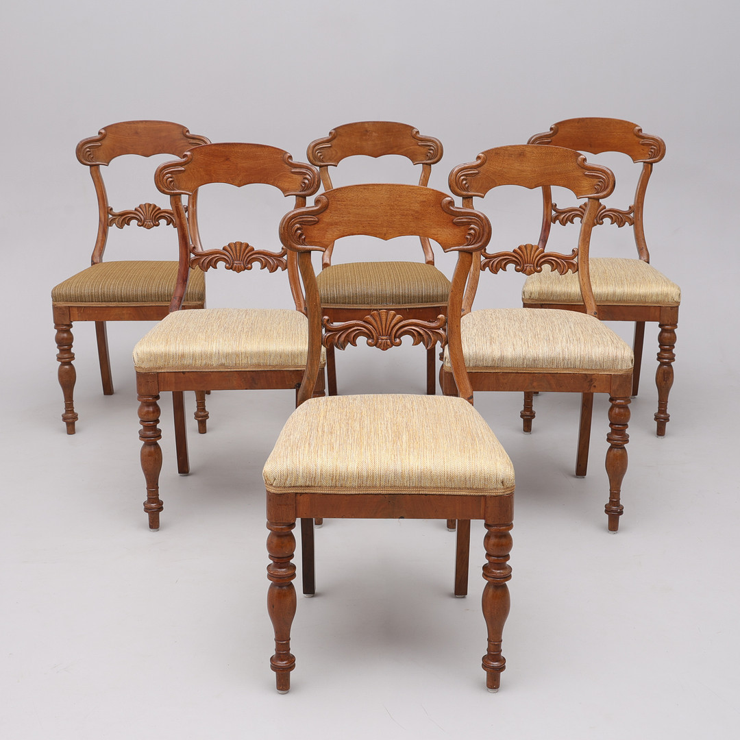 STOLAR, 6 ST, senempire, mahogny, 1800-t mitt.