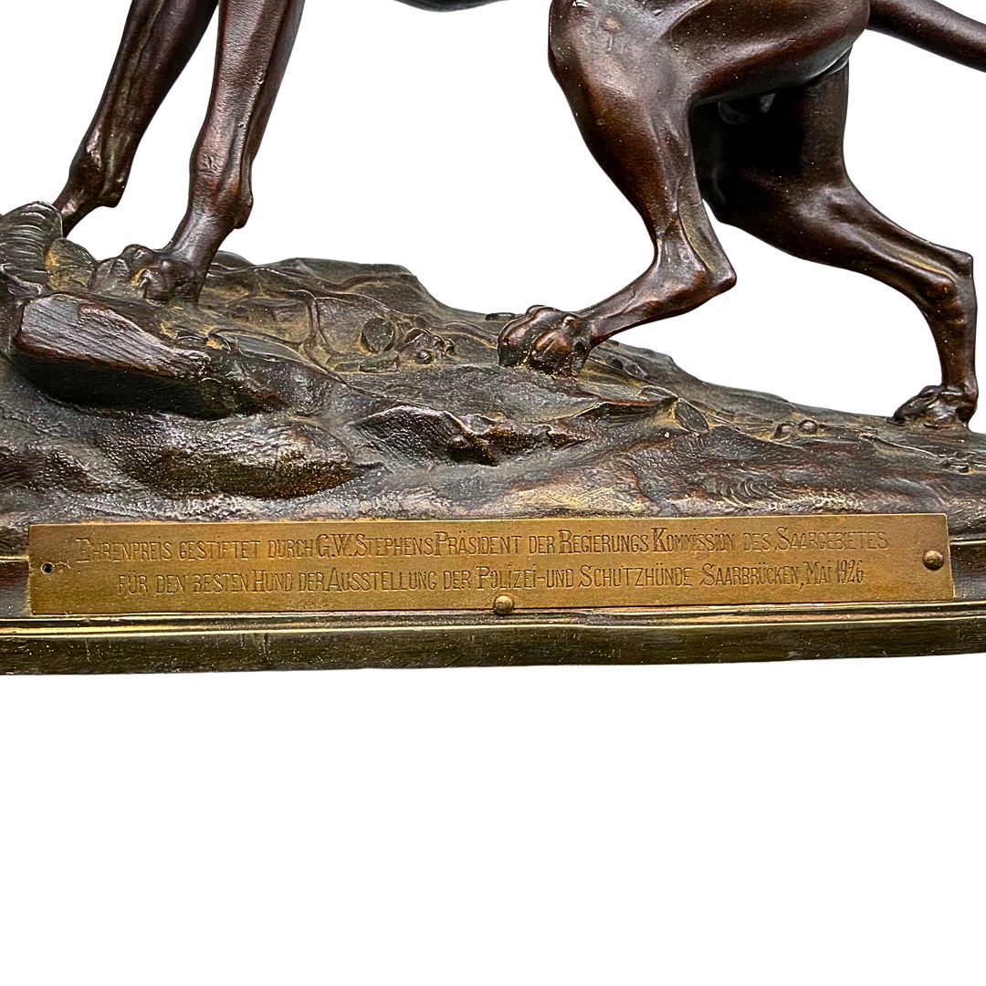 JULES MOIGNIEZ (1835–1894), SIGNIERTER BRONZE-EHRENPREIS „SAARGEBIET 1926“.