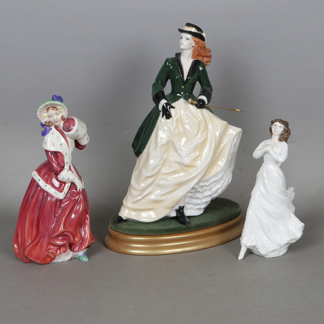 TWO ROYAL DOULTON FIGURINES AND A ROYAL WORCESTER FIGURINE (3).
