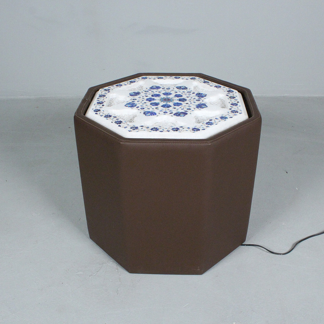 PIETRA DURA. Tisch/Lampe mit floralen Intarsien, Italy.