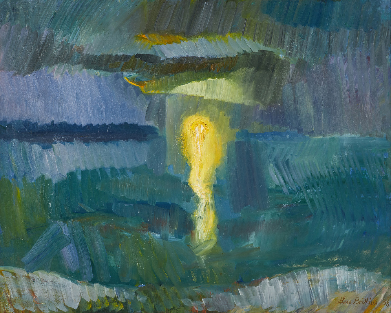 LARS BOËTHIUS (1903-1968), ”Gul strimma i landskap”, 1938, signerad och daterad Lars Boëthius -38, olja på duk.