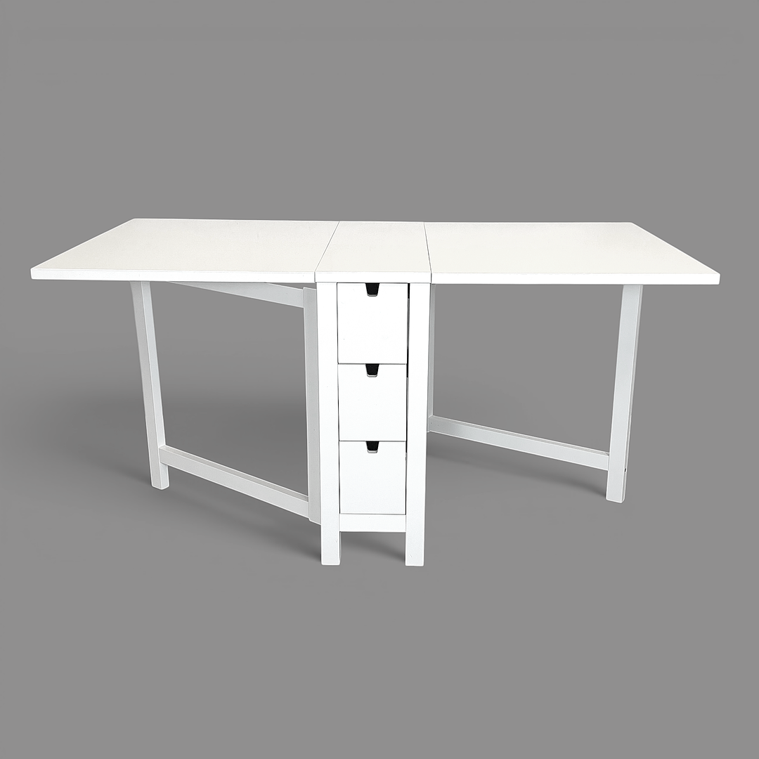 SLAGBORD, vitlackerat trä, med 6 lådor, "Norden", Ikea.