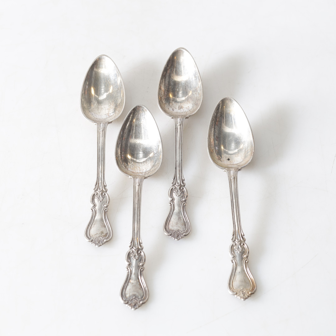 ANDERS PETTER LUNDQVIST. skedar, 4 st, silver, Stockholm, 1853. Totalvikt ca 190,7 gram.