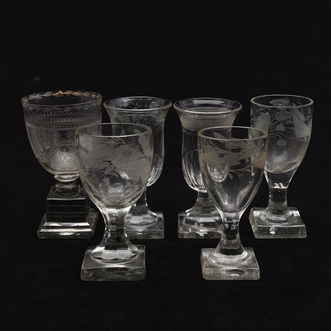 DIVERSE GLAS, 6 DELAR, CENTRALEUROPA, OMKRING 1800.