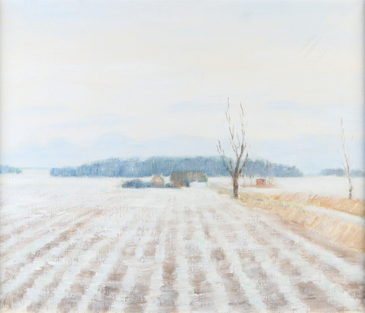 MONA RIDDERSTAD-CEDERGREN. Oljemålning på duk. "Vinter, Ven". Signerad.
