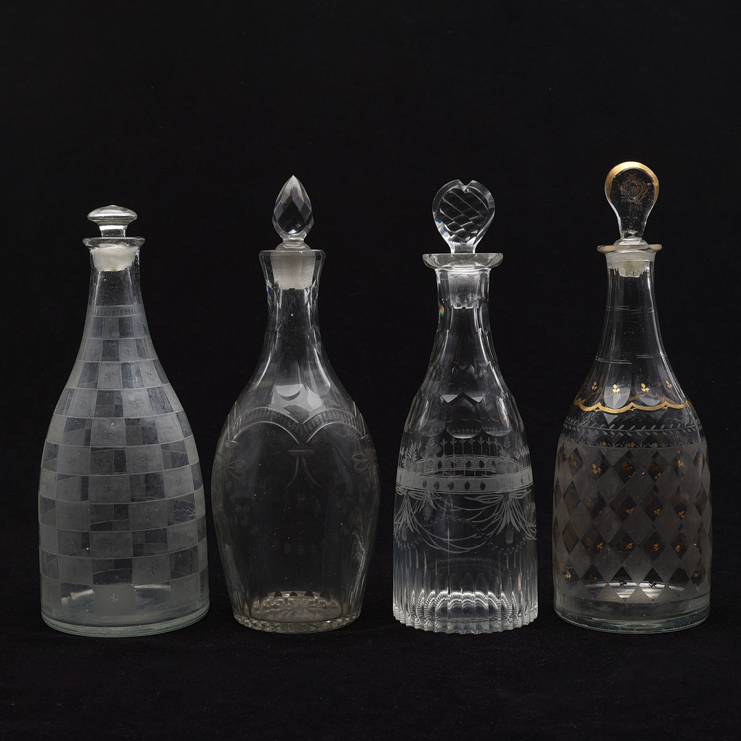 GLASKARAFFER, 4 ST, 1800-TAL.