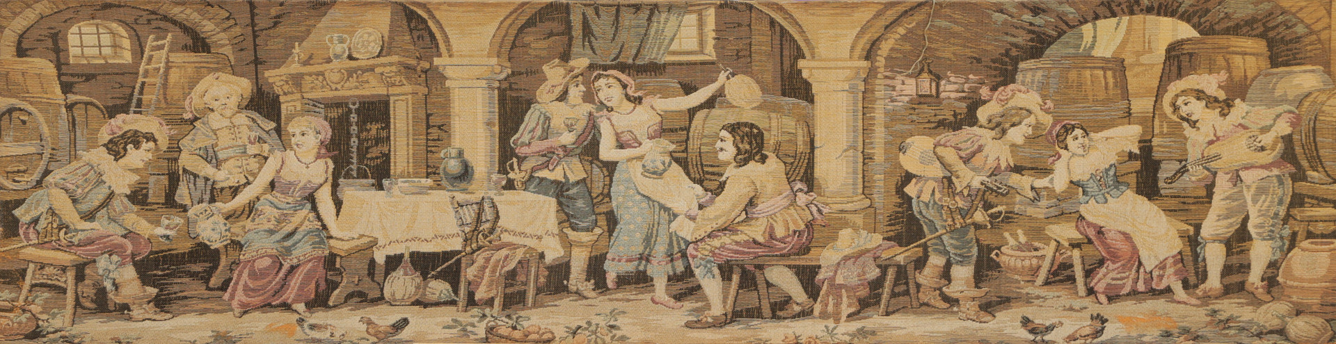 VÄGGTAVLA, textil, barockmotiv, tidigt 1900-tal.