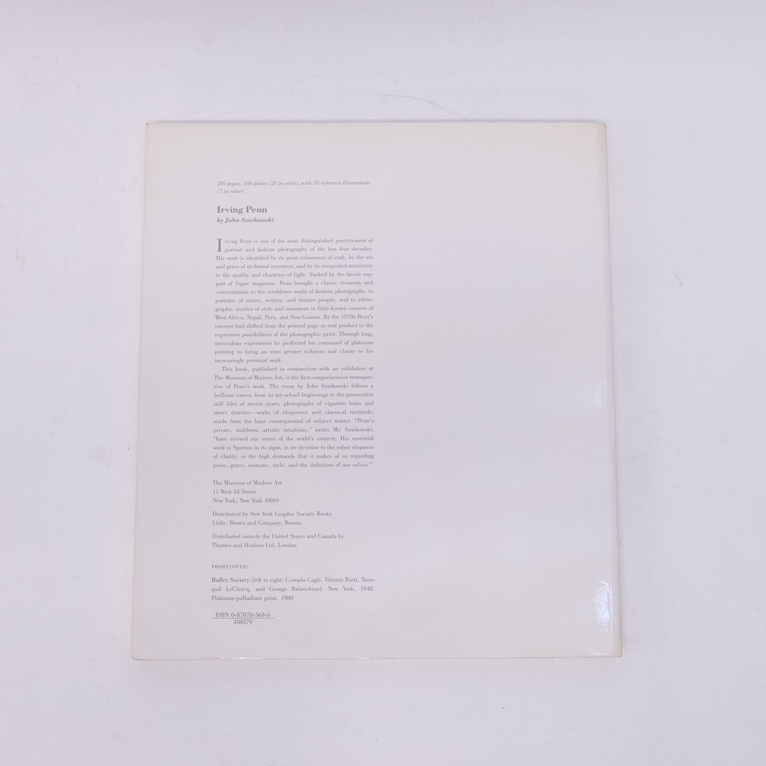 JOHN SZARKOWSKI. FOTOBOK, "IRVING PENN / THE MUSEUM OF MODERN ART, NEW YORK".