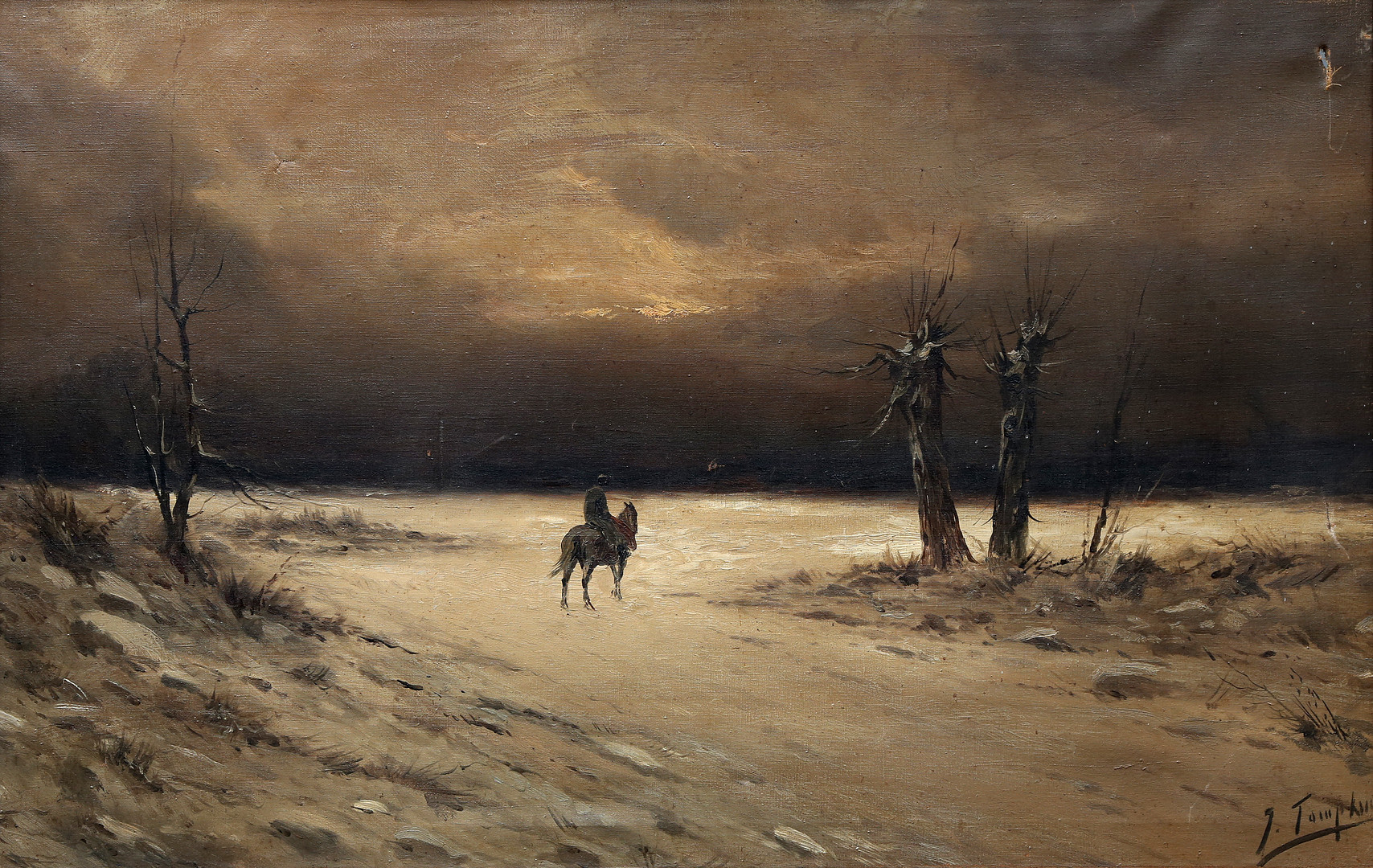 J. TOMPKINS. Landscape with a rider.