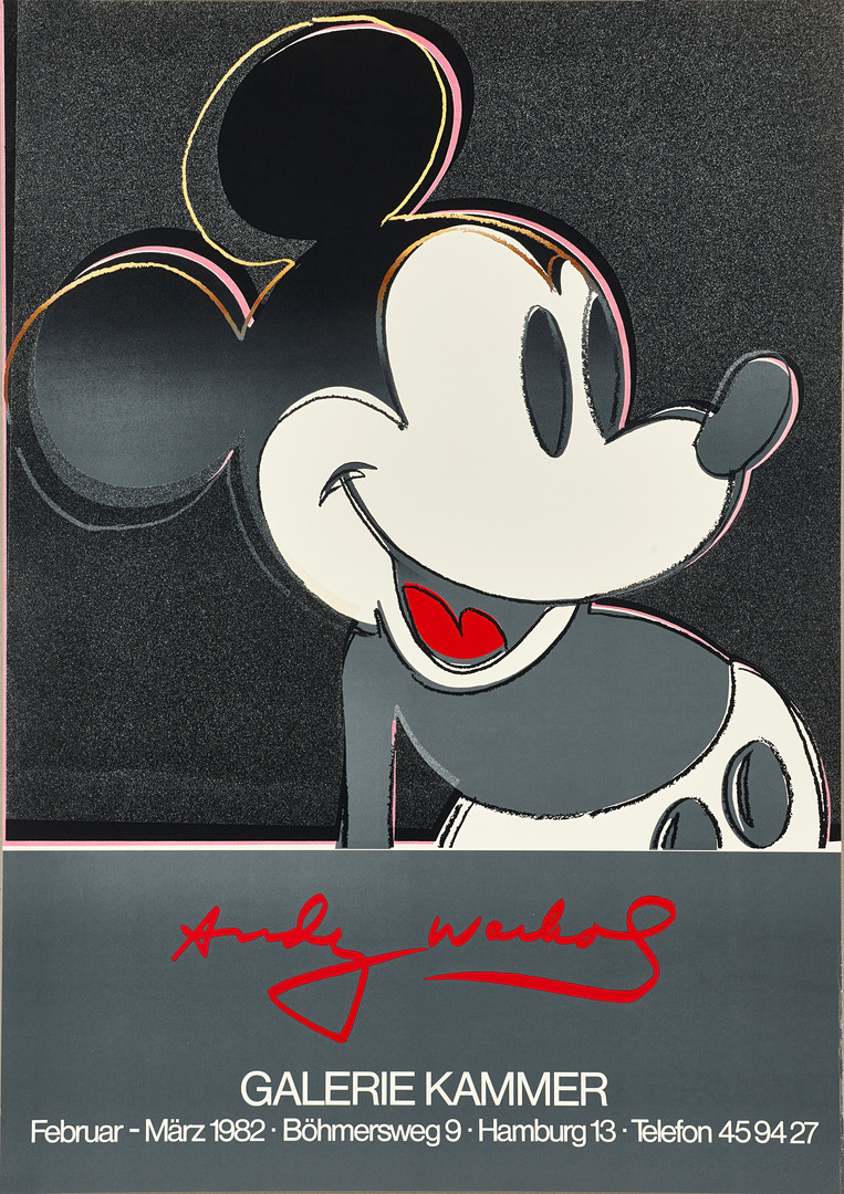ANDY WARHOL, Mickey Mouse, Galerie Kammer, Hamburg, 1982, vintage, litografisk affisch.