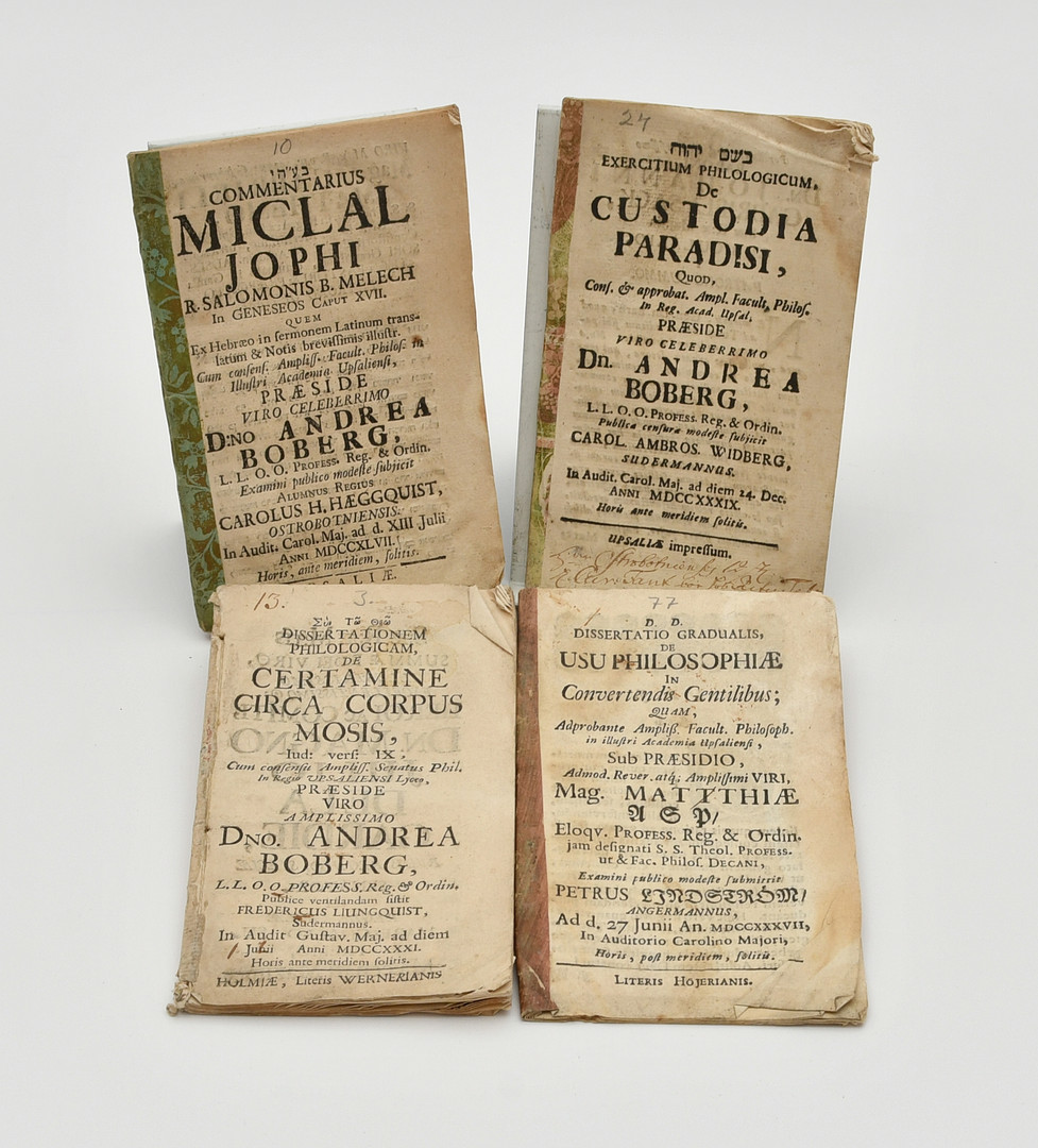 Andreas Boberg. fyra avhandlingar 1731, 1737, 1739, 1747.