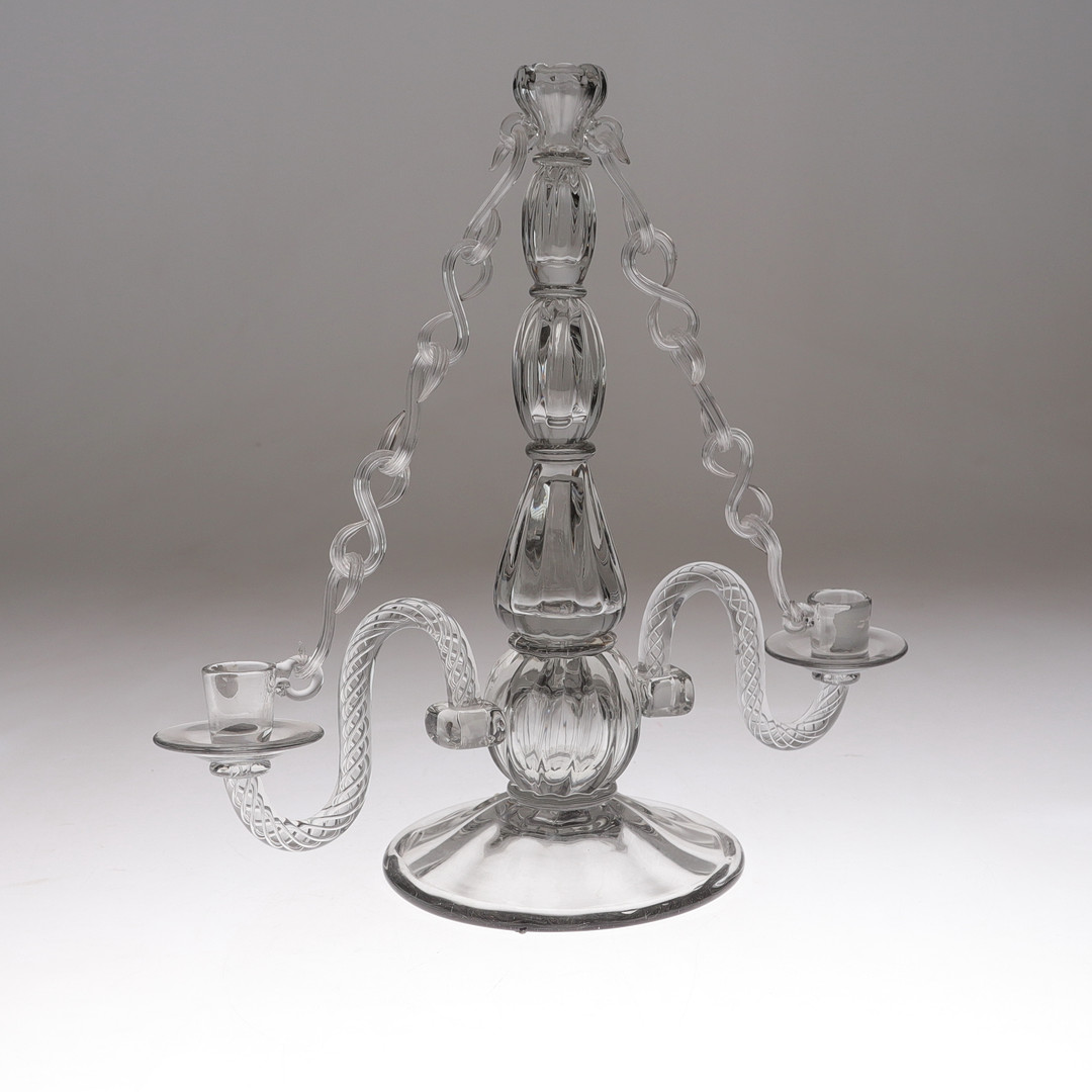 GERDA STRÖMBERG & KNUT BERGQVIST. kandelaber, glas, Strömbergshyttan, 1930-/40-tal.