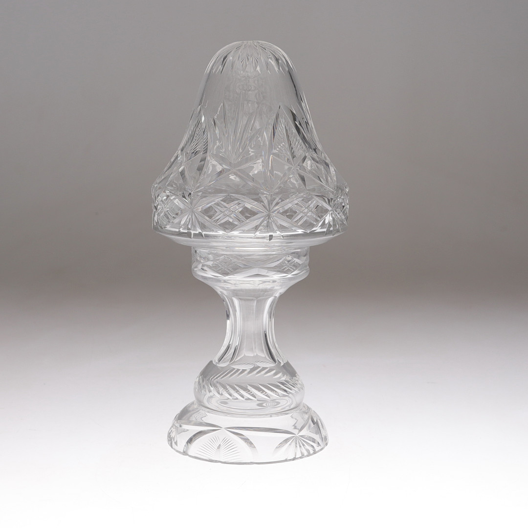 BORDSLAMPA-/STOMME, glas, slipad dekor, tidigt 1900-talet.