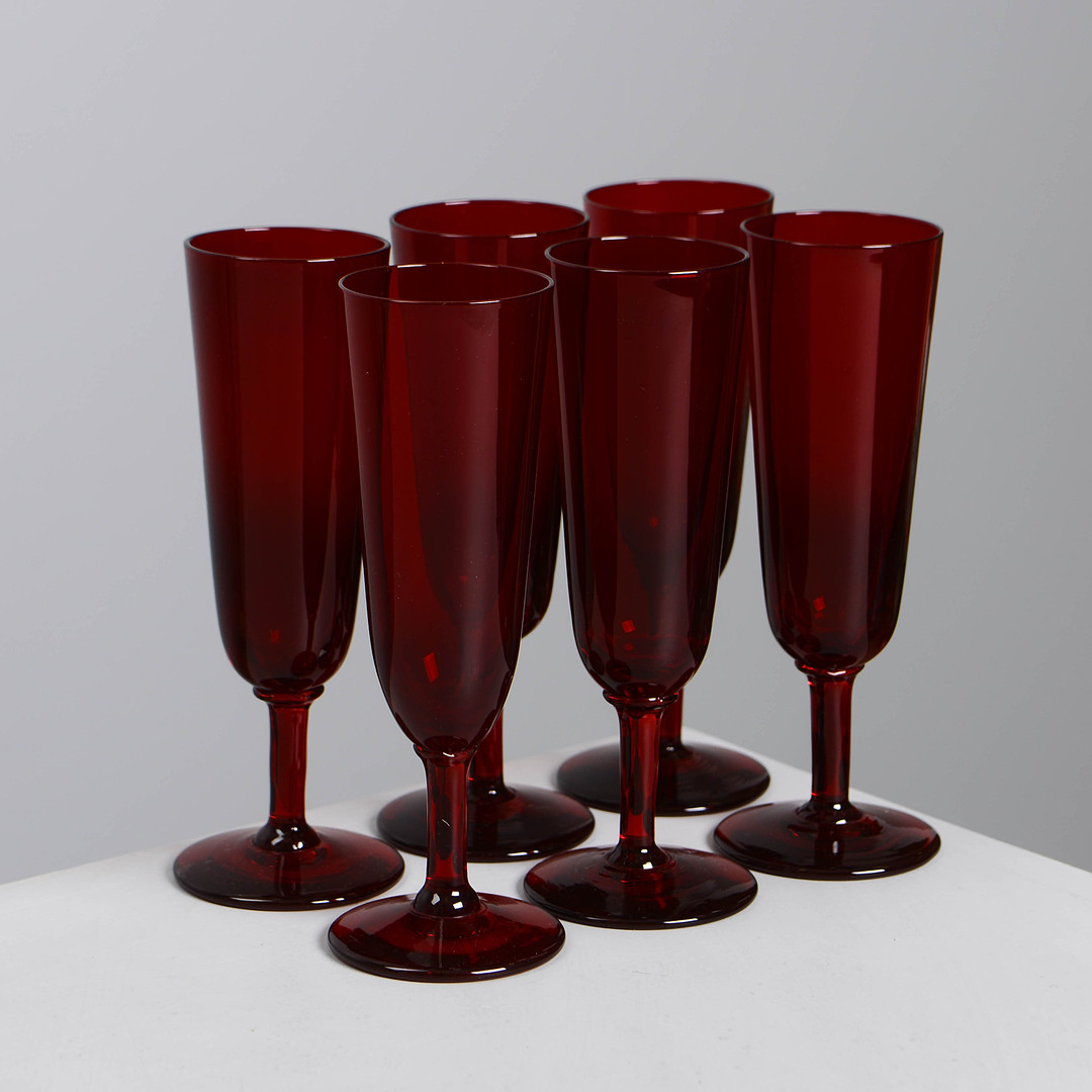 MONICA BRATT. Champagneglas, 6 st, 1900-talets mitt.