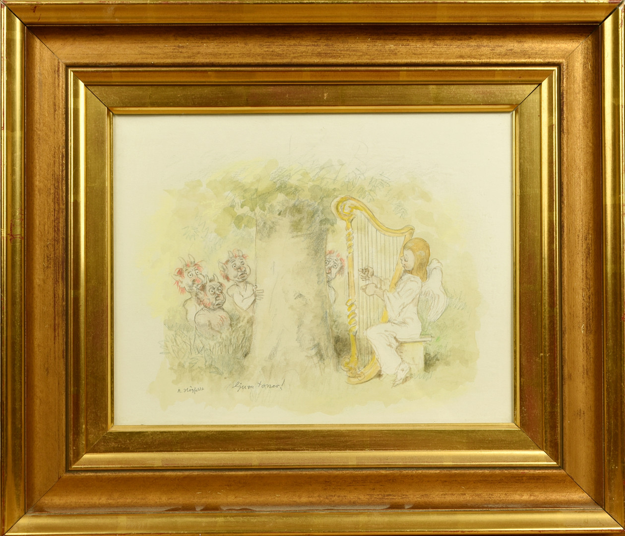ROBERT HÖGFELDT. Blandteknik på papper "Ljuva toner" Signerad 1900-tal.