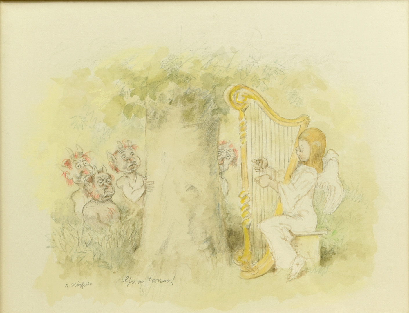 ROBERT HÖGFELDT. Blandteknik på papper "Ljuva toner" Signerad 1900-tal.