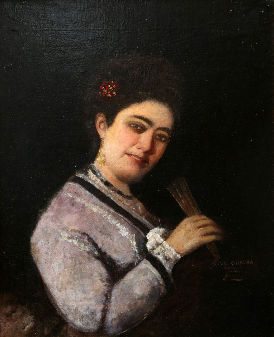 MANUEL DE LA CUADRA. Girl with a fan.