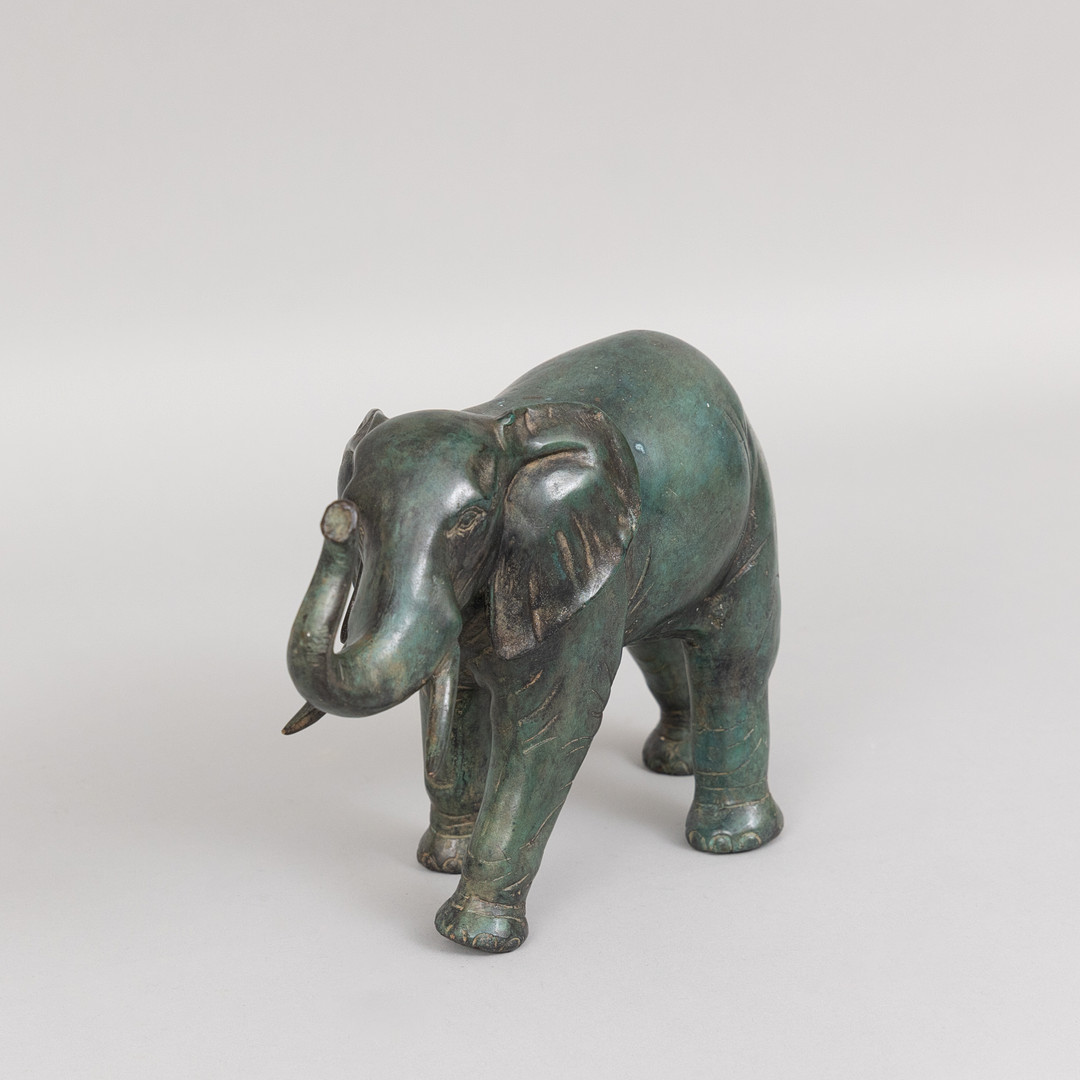 SKULPTUR, Elefant, grönpatinerad brons, Art People Gallery Sweden, stämplad A.P.G.