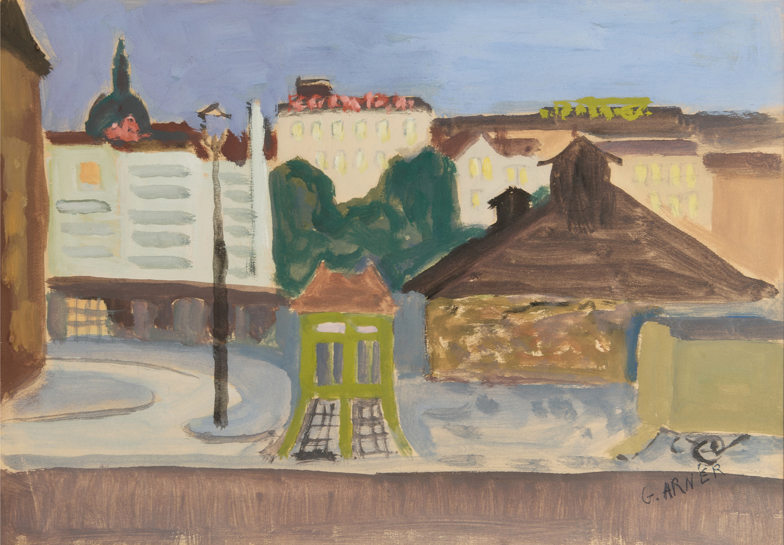 GUSTAV ARNÉR (1893–1988). Stockholmsmotiv, signerad, gouache.