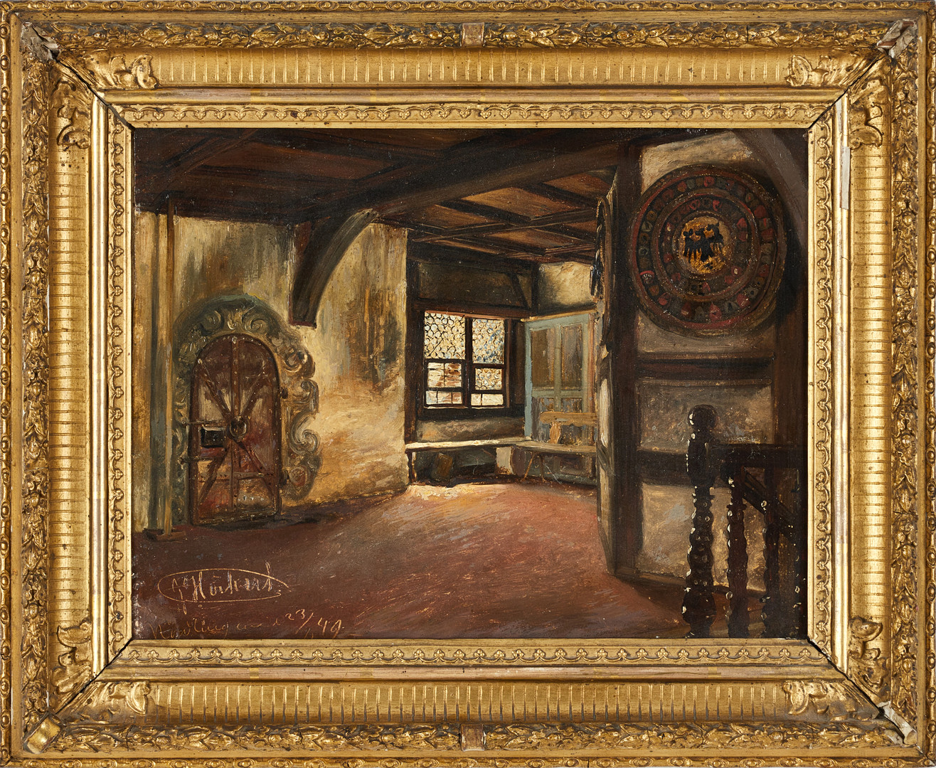 JOHAN FREDRIK HÖCKERT (1826-1866), "Interiör", skrapsignerad och daterad -49 (1849), olja på duk.