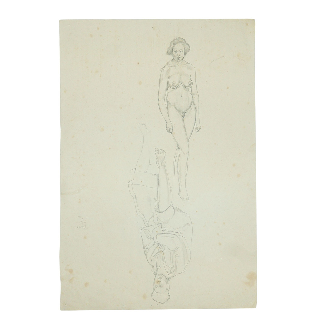 EDWARD BURRA (1905 - 1976). A DOUBLE-SIDED PENCIL STUDY, ASSORTED SKETCHES INCLUDES STANDING MALE AND FEMALE NUDE.