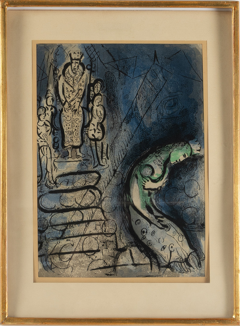 MARC CHAGALL. EFTER. "Assuérus Chasse Vashti", färglitografi.