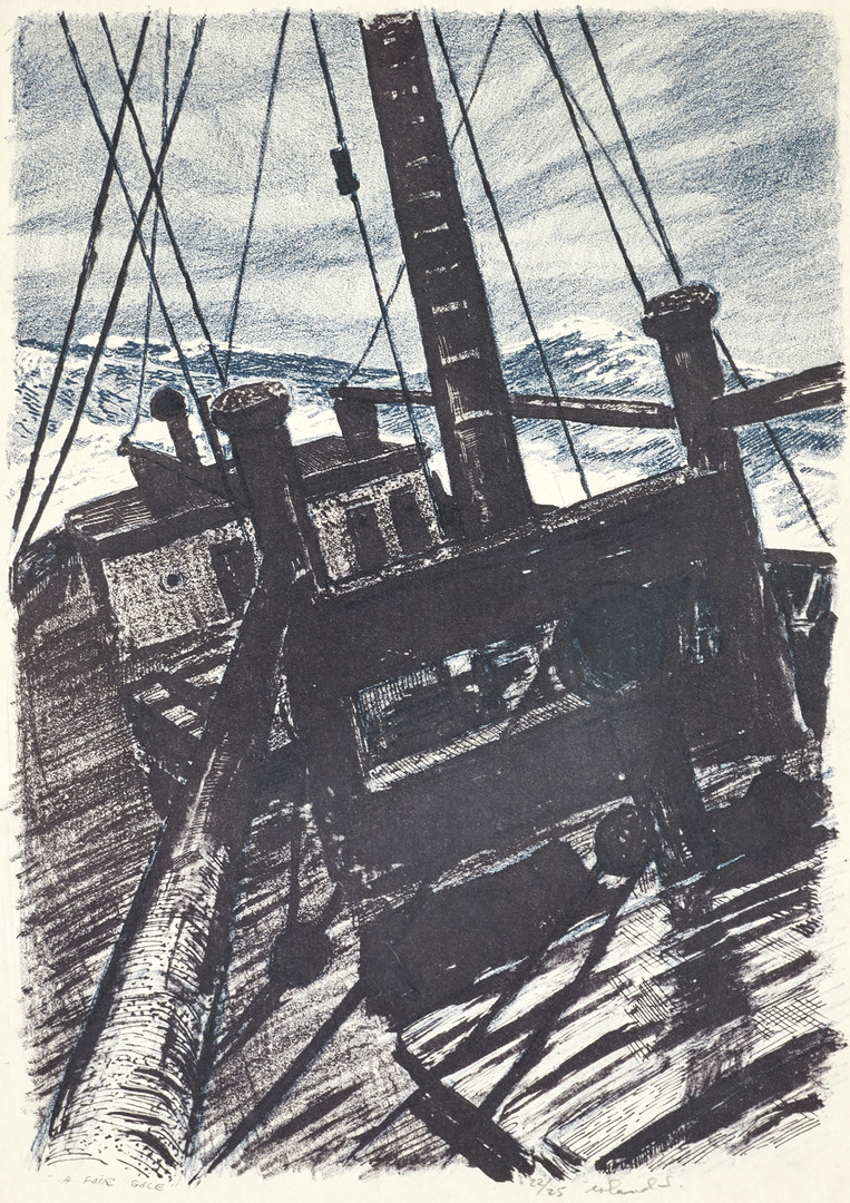 ROLAND SVENSSON (1910-2003), "A Fair Gale", signerad och numrerad roland S. 22/25, litografi.