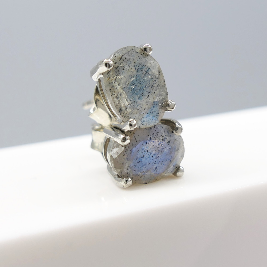 LABRADORITE GEMSTONE studs.