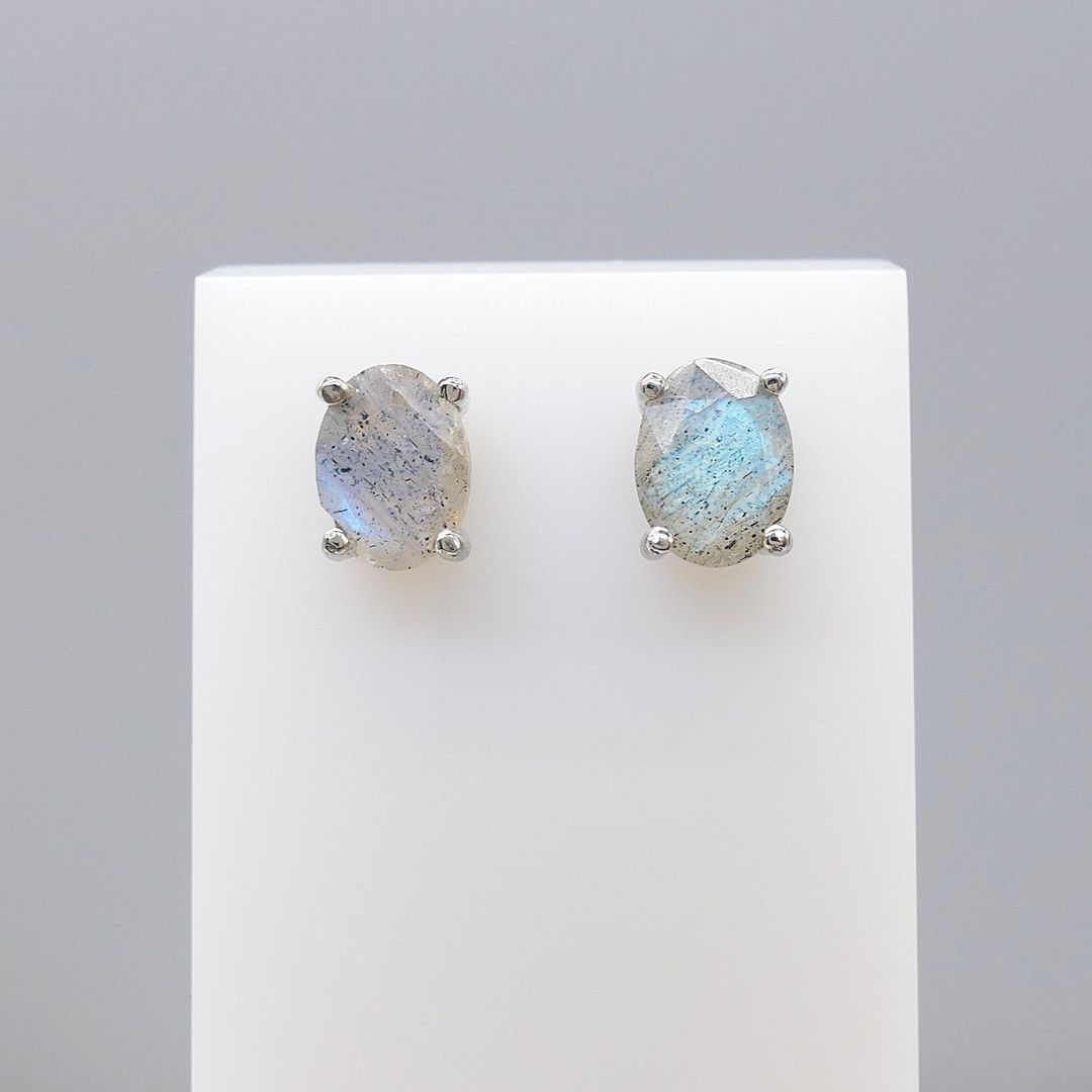 LABRADORITE GEMSTONE studs.