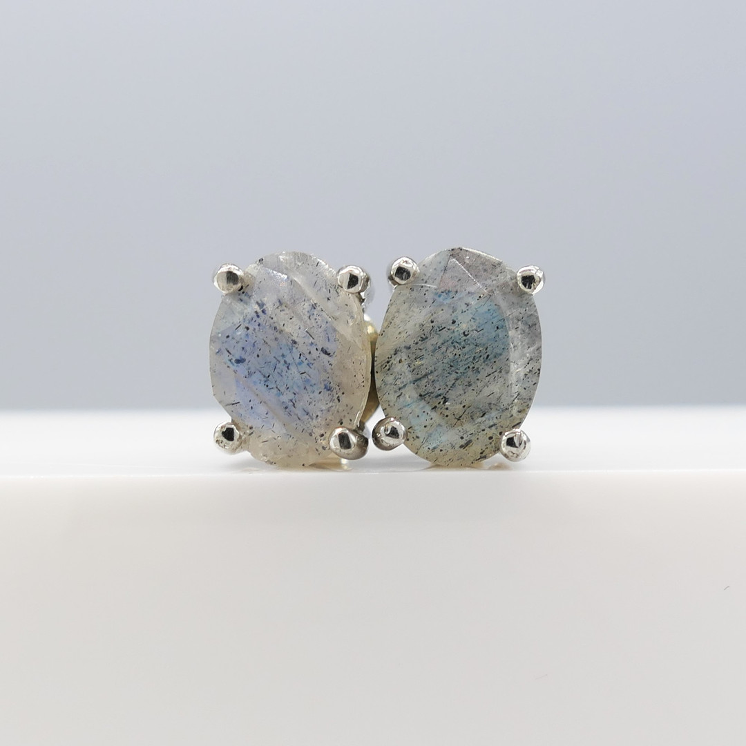 LABRADORITE GEMSTONE studs.