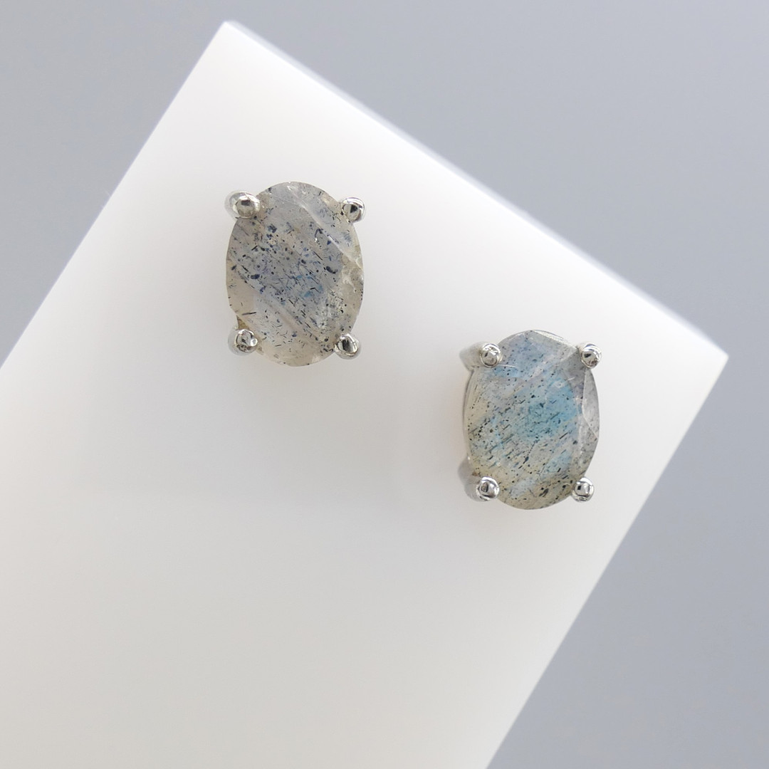 LABRADORITE GEMSTONE studs.