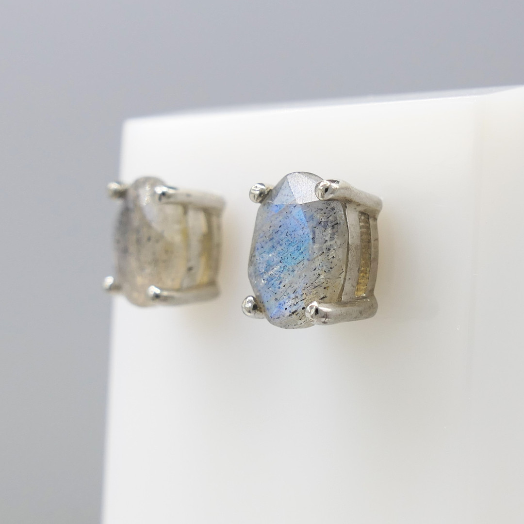 LABRADORITE GEMSTONE studs.