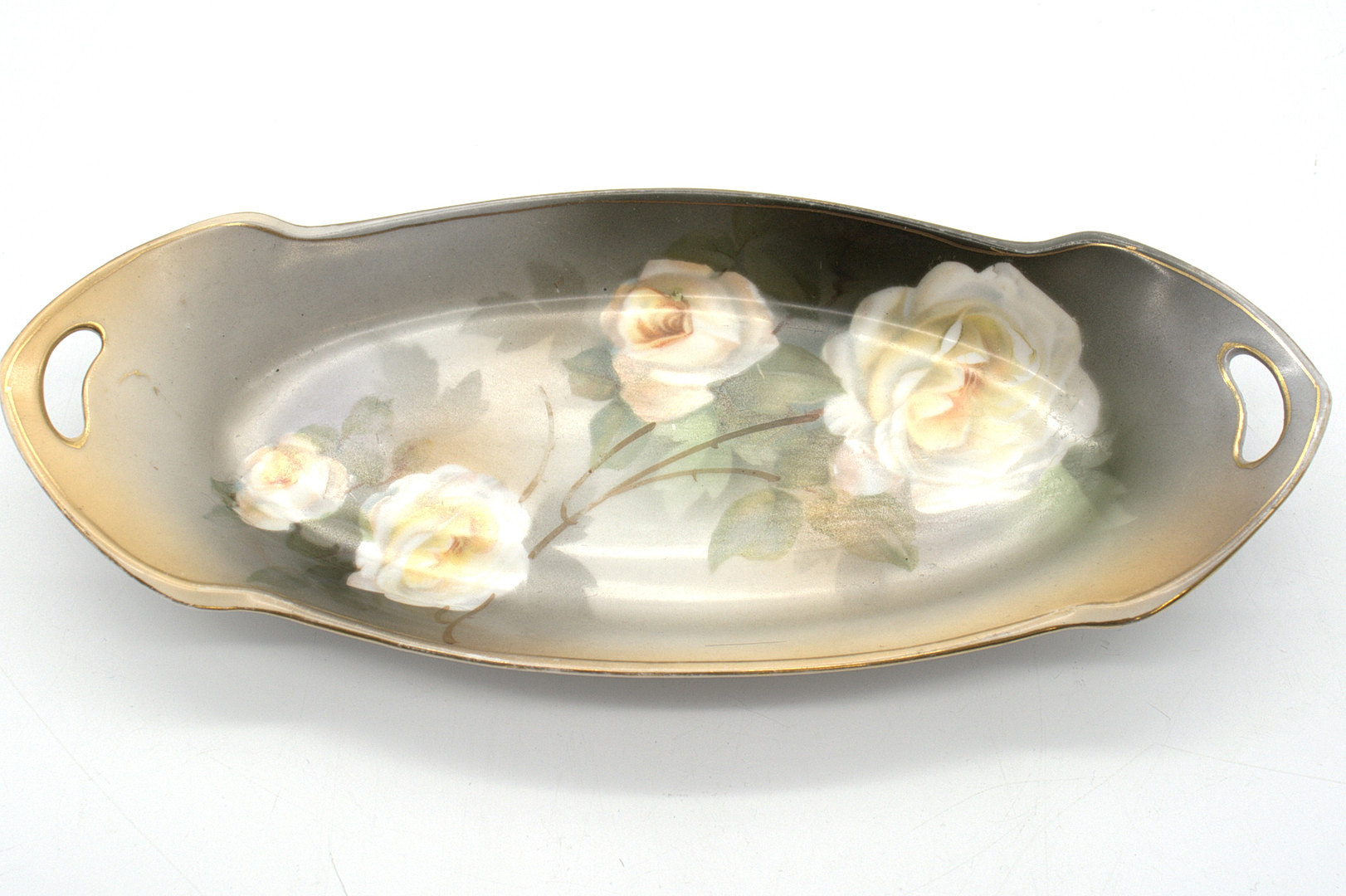 JUGENDSTIL PORZELLAN SCHALE UM 1910. HANDGEMALT MIT FLORALEM BLUMEN MOTIV.