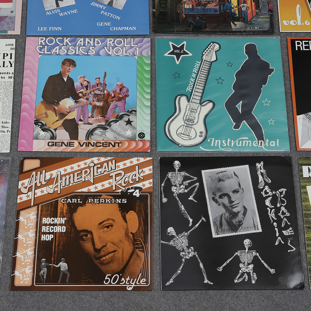 20 LP-SKIVOR, ROCKABILLY, ROCK N ROLL, SPEED. RAY CAMPI, RONNIE DAWSON, BUDDY KNOX M.M.