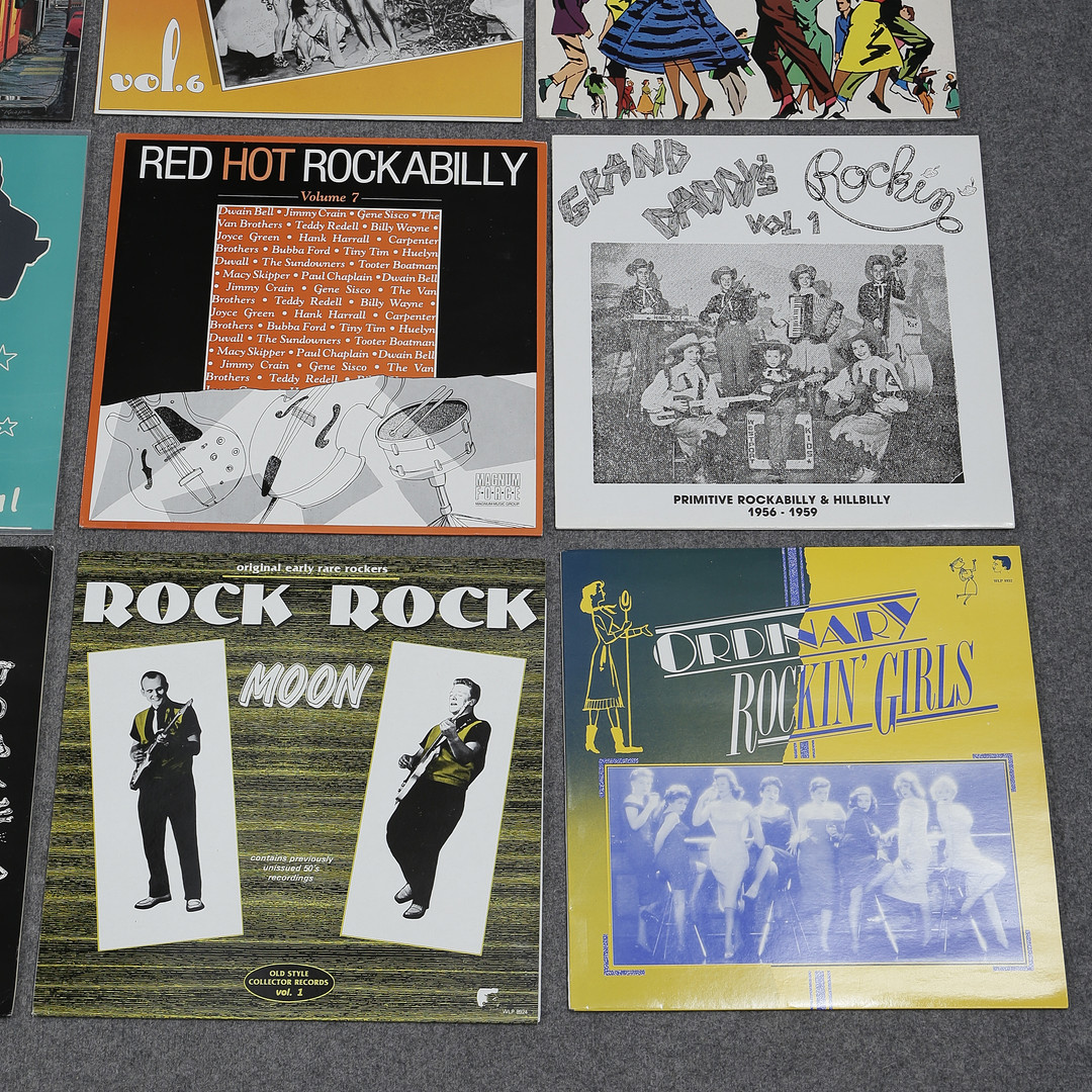20 LP-SKIVOR, ROCKABILLY, ROCK N ROLL, SPEED. RAY CAMPI, RONNIE DAWSON, BUDDY KNOX M.M.