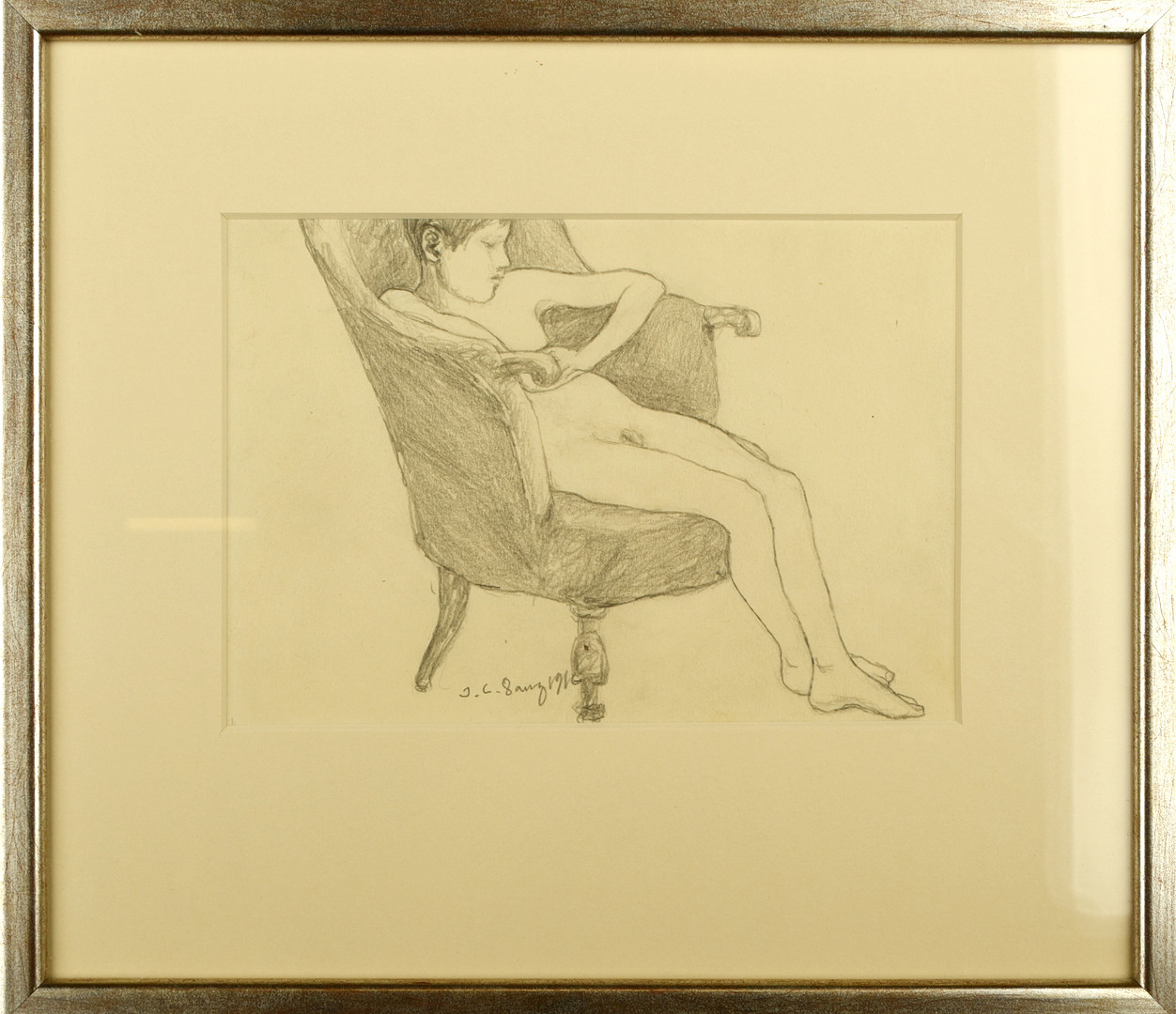 JOHANNES COLLIN. Blyerts på papper, signerad, daterad 1916.