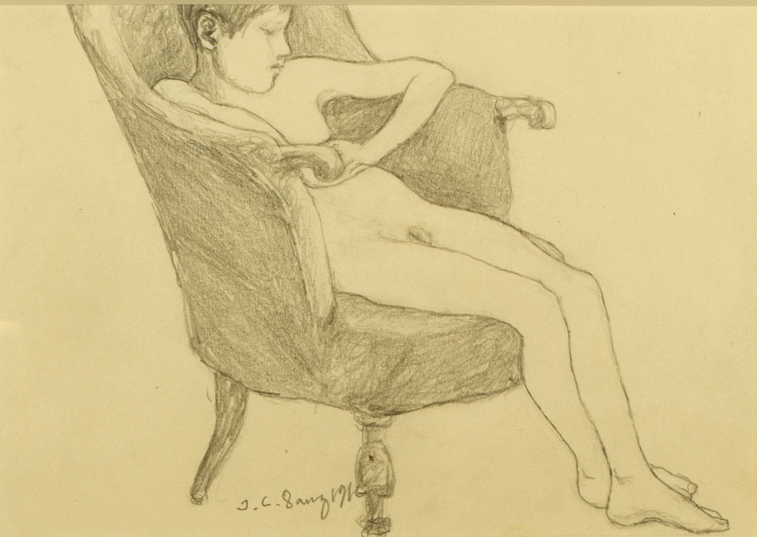 JOHANNES COLLIN. Blyerts på papper, signerad, daterad 1916.