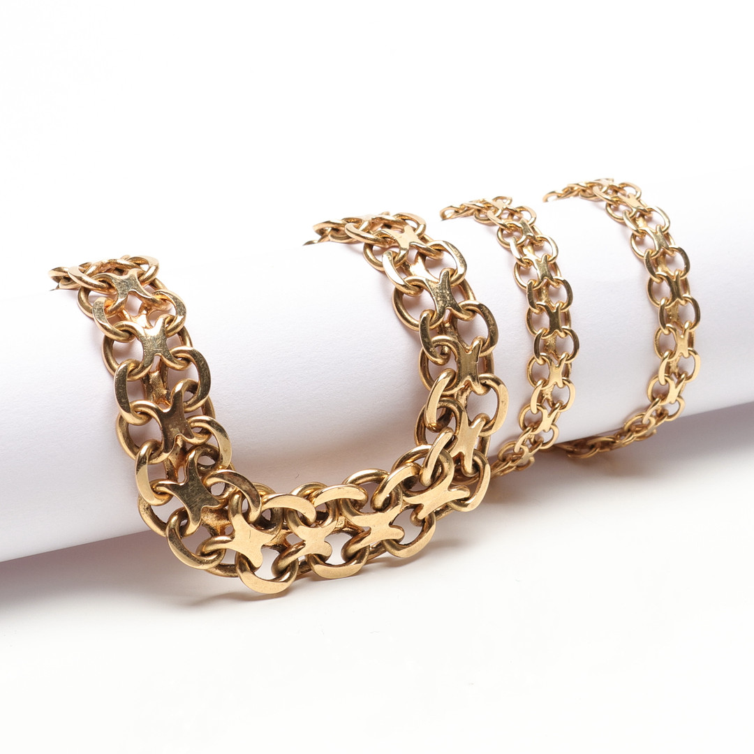 COLLIER, doserad x-länk, 18K guld, vikt ca 31.8gram.