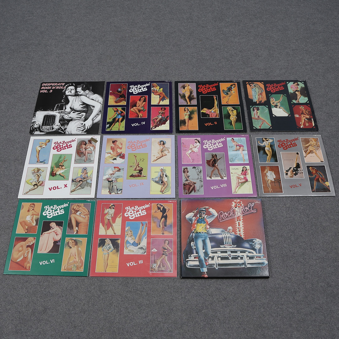 15 LP-SKIVOR, HOT BOPPIN' GIRLS, DESPERATE ROCK N ROLL SAMT ROCK N ROLL BOX, 75 HITS.