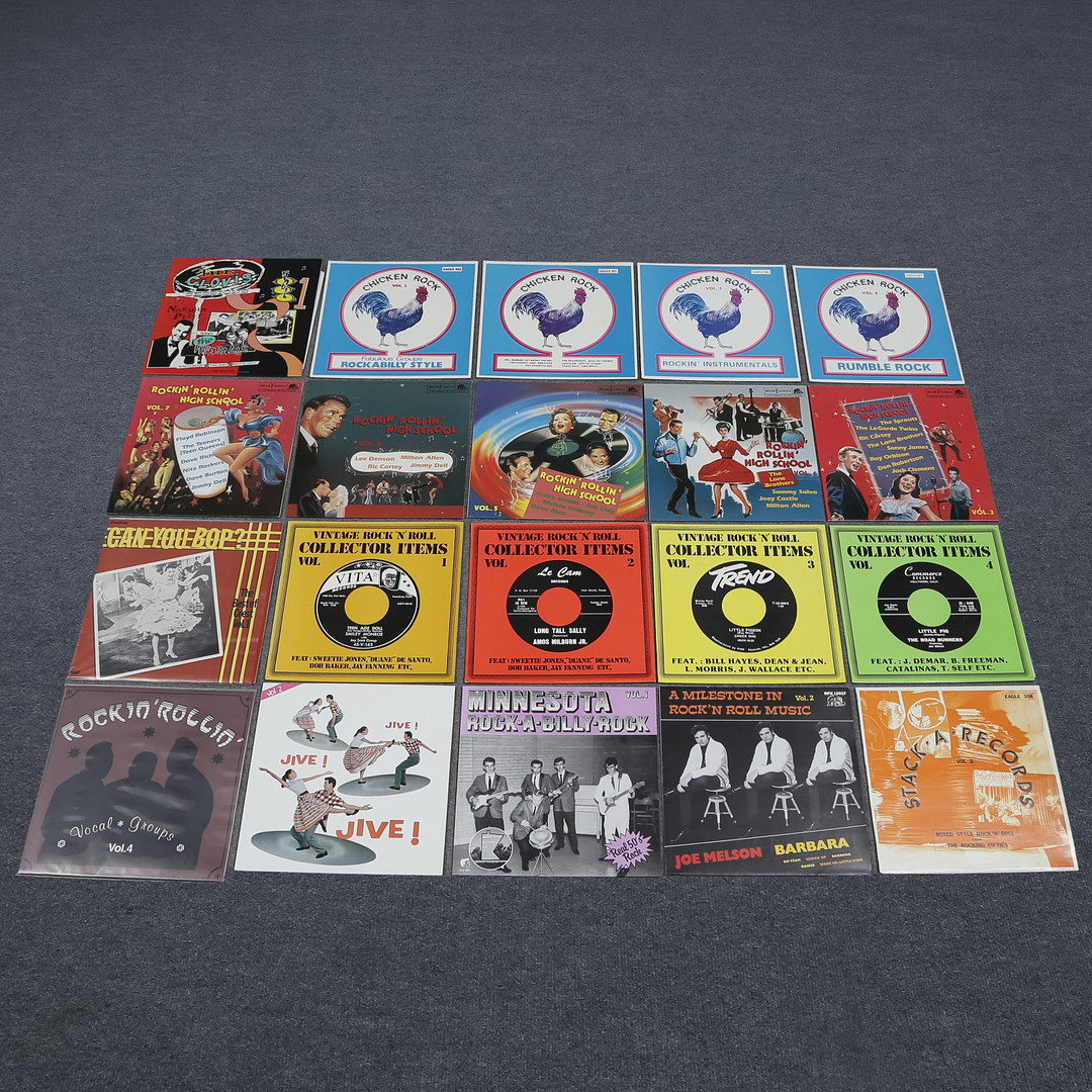 20 LP-SKIVOR, ROCKABILLY, ROCK N ROLL, VINTAGE ROCK N ROLL COLLECTOR ITEMS, CHICKEN ROCK M.M.