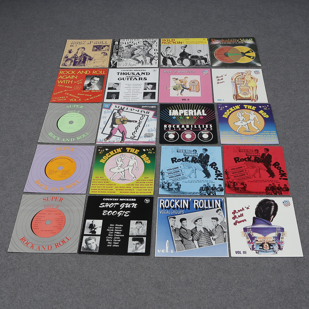 20 LP-SKIVOR, ROCKABILLY, ROCK N ROLL, TEENAGE THUNDER, SUPER ROCK N ROLL, IMPERIAL, SIN ALLEY.